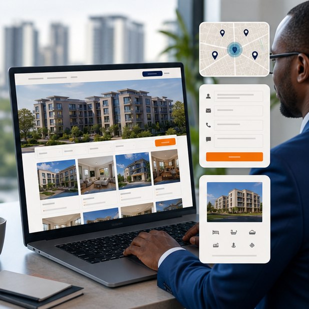 Kenyan real-estate professional using property listings, map pins, and qualified enquiry forms