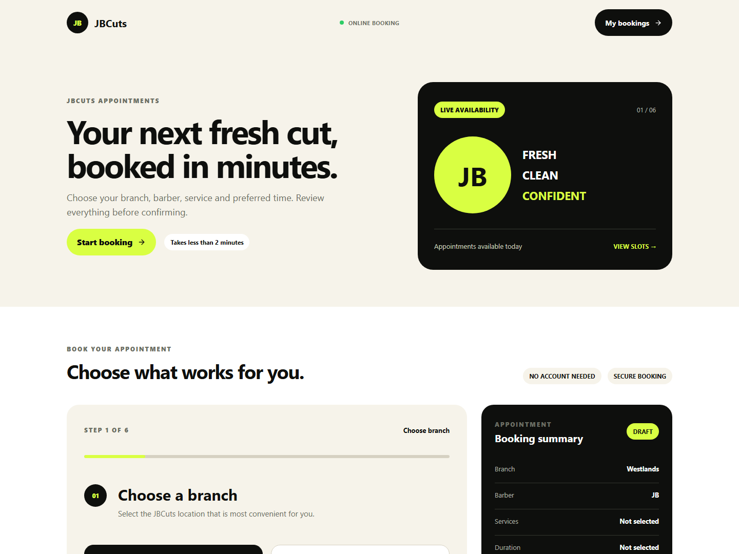 JBCutz Booking website preview