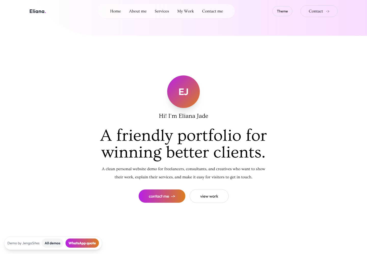 Creative portfolio website example