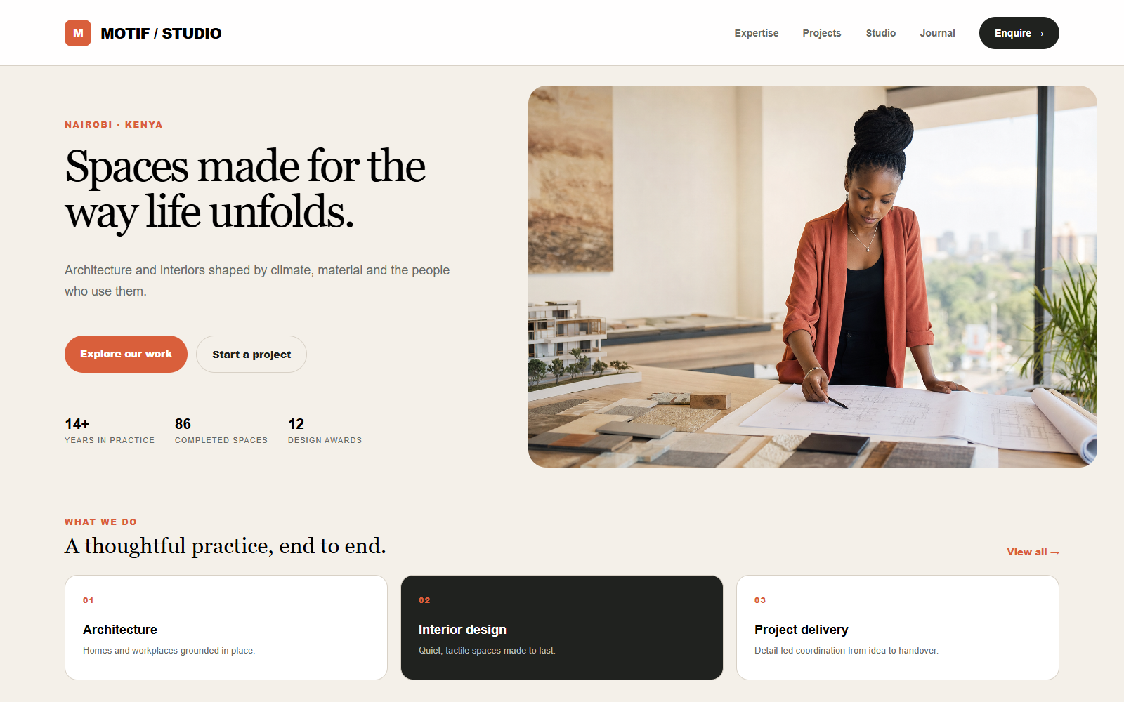 Professional services website displayed on desktop and mobile screens