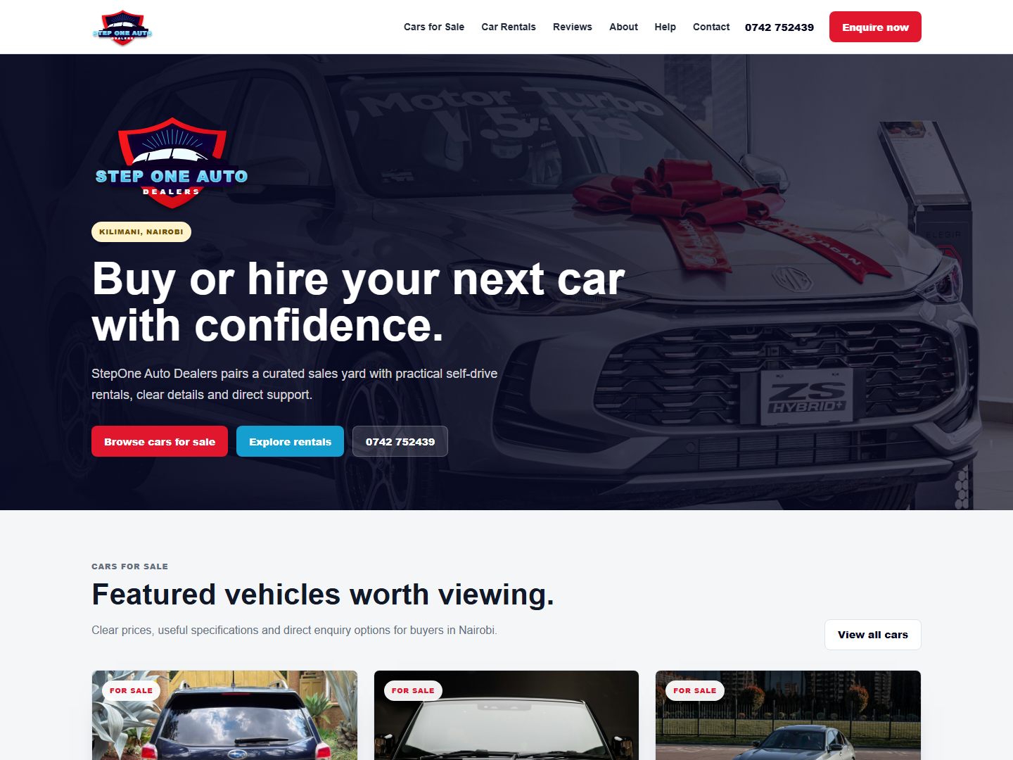 StepOne Autodealers website example